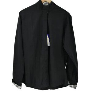 Royal Highness Equestrian Riding Button Front Mock Neck Shirt Size 42 Black Snap